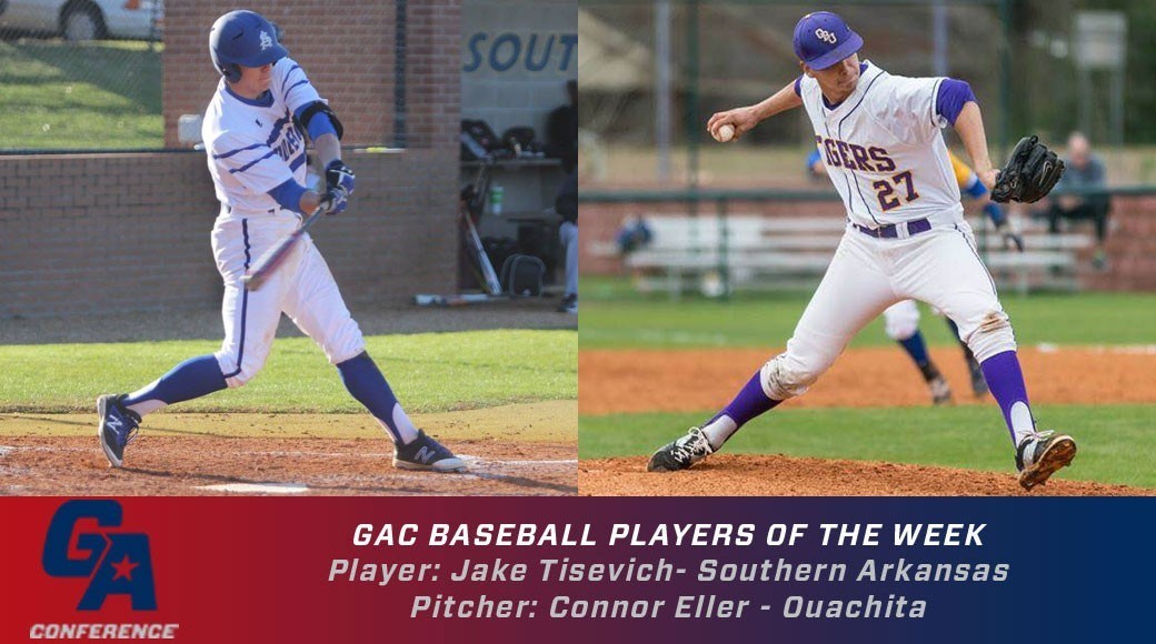 Southern Arkansas' Jake Tisevich and Ouachita's Connor Eller garnered GAC Player/Pitcher of the Week honors on Monday afternoon